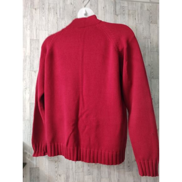 Women's NO TAGS Red Knit very well made Sweater Full Zipper long sleeves Heavy - Picture 2 of 7